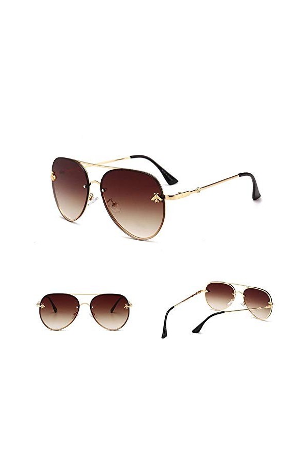 NIUASH Lunettes de Soleil polarisées Pilote Aviation Lunettes De Soleil Gradient Noir Marron Lunettes De Soleil Femmes Nuance