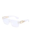 Lunettes de Soleil carrées rétro pour Hommes Lunettes de Soleil Creuses en métal Femme, Transparent Clair, Taille Unique