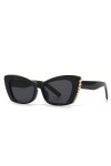 HPIRME Lunettes de soleil œil de chat avec perles vintage pour femmes et hommes, style punk blanc, nuances dextérieur, noir 