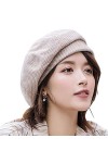 WANYIG Béret Chapeau Femme Style Coréen Slouchy Français Bérets Bérets Robe Bonnet Chapeau dhiver pour Les Femmes Vin Rouge 