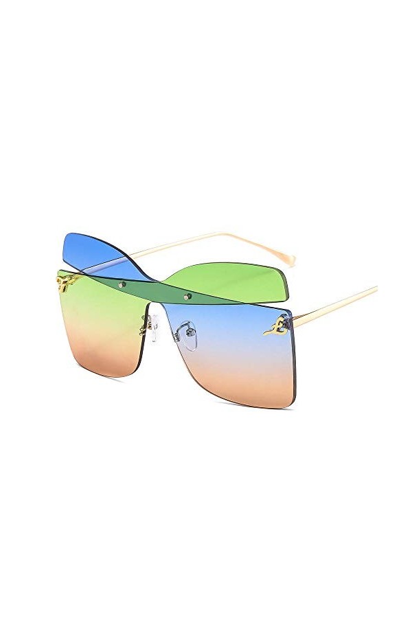 NIUASH Lunettes de Soleil polarisées Lunettes de Soleil surdimensionnées Femmes sans Monture carrées Femmes Hommes Lunettes d