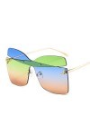 NIUASH Lunettes de Soleil polarisées Lunettes de Soleil surdimensionnées Femmes sans Monture carrées Femmes Hommes Lunettes d