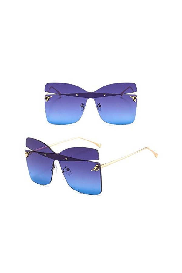 NIUASH Lunettes de Soleil polarisées Lunettes de Soleil surdimensionnées Femmes sans Monture carrées Femmes Hommes Lunettes d