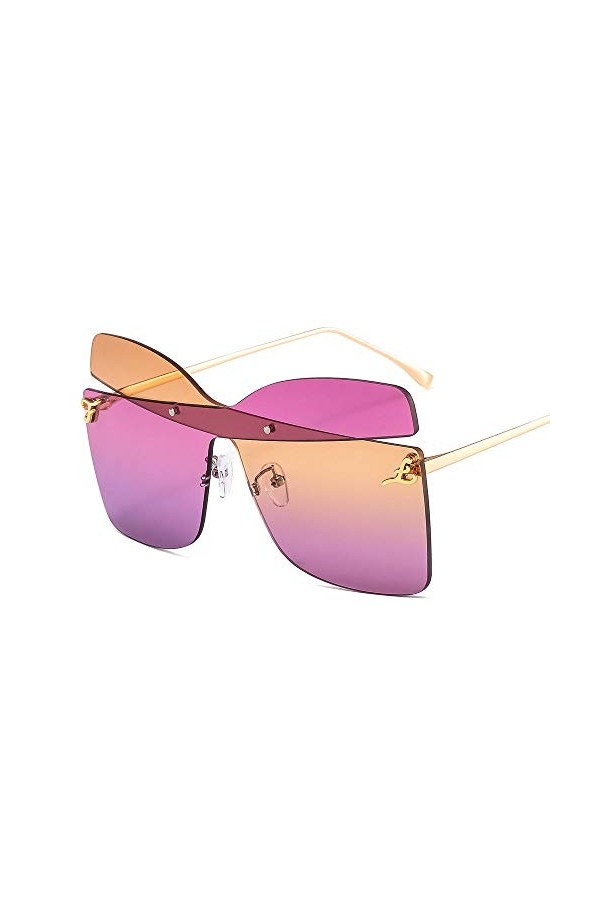 NIUASH Lunettes de Soleil polarisées Lunettes de Soleil surdimensionnées Femmes sans Monture carrées Femmes Hommes Lunettes d