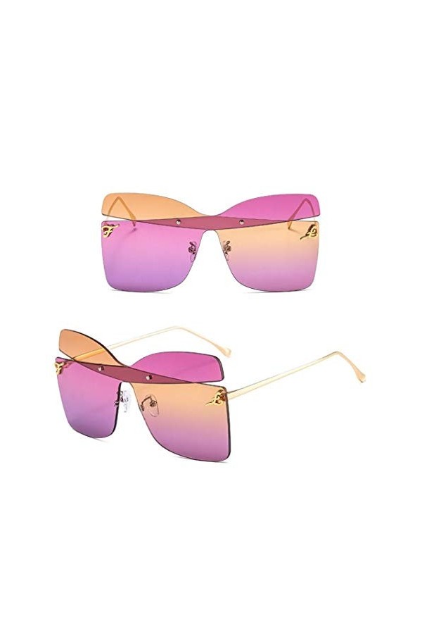 NIUASH Lunettes de Soleil polarisées Lunettes de Soleil surdimensionnées Femmes sans Monture carrées Femmes Hommes Lunettes d