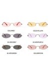 Lunette De Soleil Homme sans Cadre Rétro Petites Lunettes De Soleil Ovales Femmes Unisexe Lunettes en Métal Clair Rose Lentil