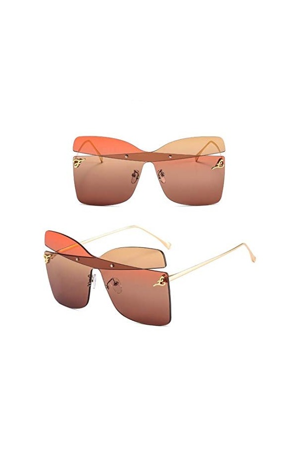 NIUASH Lunettes de Soleil polarisées Lunettes de Soleil surdimensionnées Femmes sans Monture carrées Femmes Hommes Lunettes d