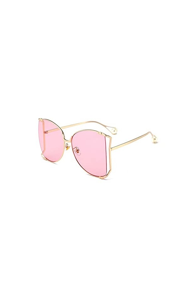 HPIRME Lunettes de soleil carrées surdimensionnées femmes oeil de chat lunettes de soleil claires lunettes de soleil demi-mon