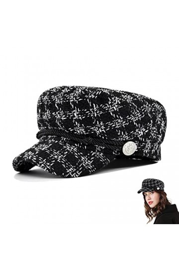 Bérets Femme, 1 Pcs Casquette Gavroche Femme, Mode Décontractée Rétro Chapeau Femme, Visière Bérets Femme, Pied de Poule Chap