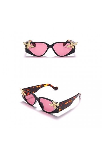 HPIRME Lunettes de soleil œil de chat abeille femmes lunettes de soleil imprimé léopard lunettes grand cadre dames nuances UV