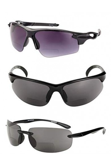 The Allstars Lot de 3 paires de lunettes de soleil bifocales pour homme et femme, noir/noir, M