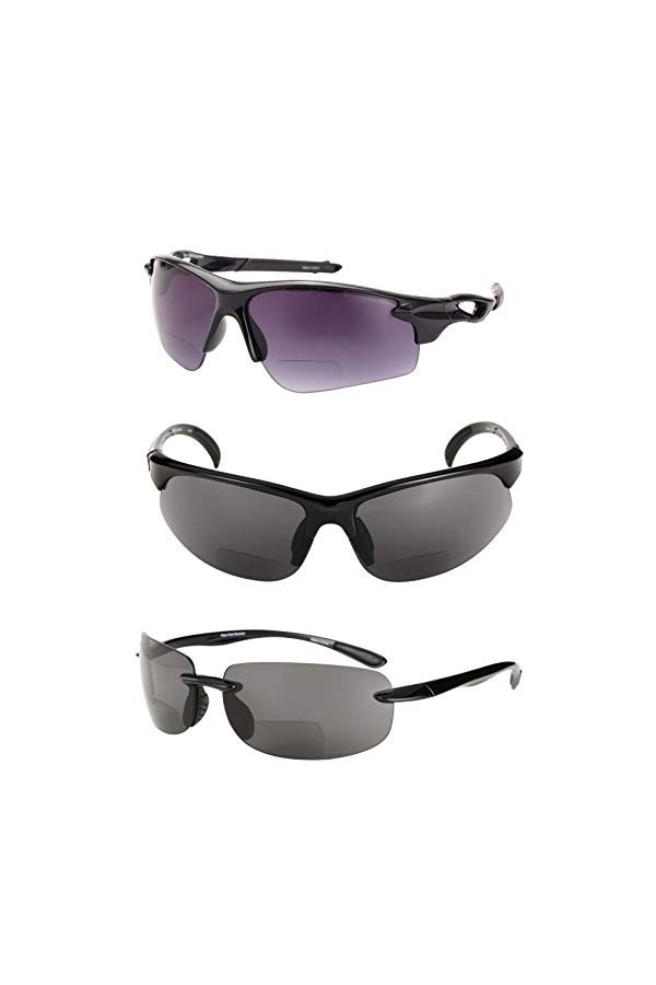 The Allstars Lot de 3 paires de lunettes de soleil bifocales pour homme et femme, noir/noir, M