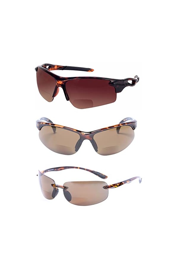 The Allstars Lot de 3 paires de lunettes de soleil bifocales pour homme et femme, noir/noir, M
