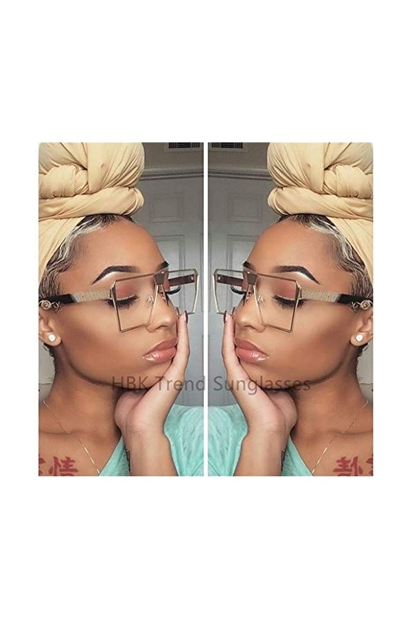 Hexagone tendance Lunettes de soleil carrées Femmes clair unisexe lunettes Lunettes de soleil Metal Frame Hommes Shades UV400