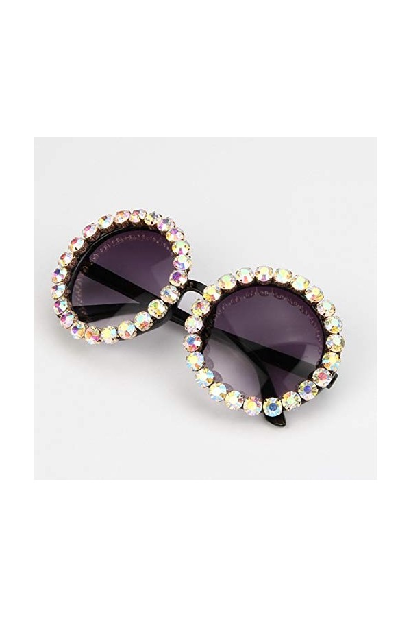 Mode Lunettes De Soleil Surdimensionnées De Luxe pour Femmes Lunettes De Soleil Strass Vintage Lunettes Rondes Hommes Nuances