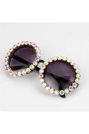 Mode Lunettes De Soleil Surdimensionnées De Luxe pour Femmes Lunettes De Soleil Strass Vintage Lunettes Rondes Hommes Nuances