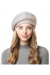 Wantonfy Béret français en laine mélangée pour femme, café, taille unique