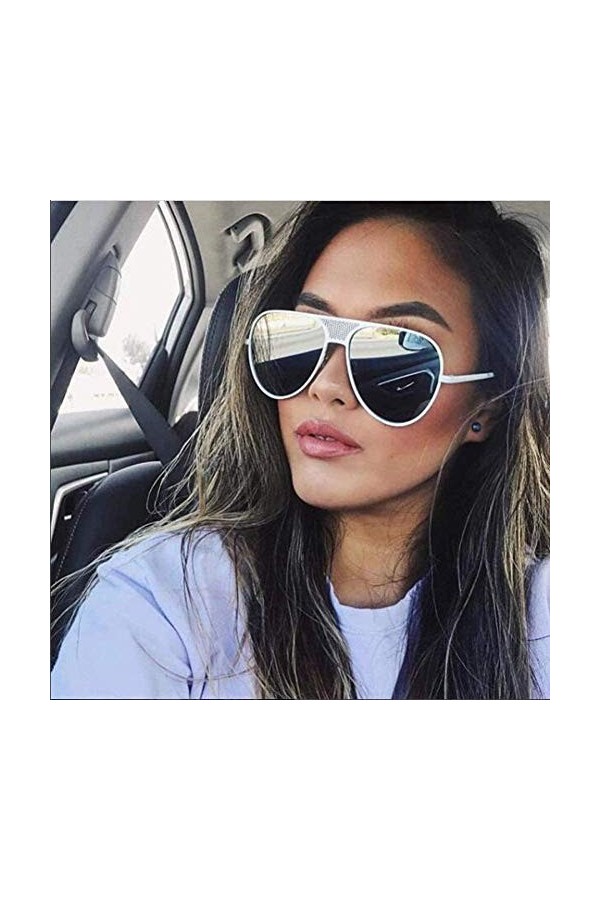 NIUASH Lunettes de Soleil polarisées Lunettes de Soleil Pilotes Femmes Mode Tendance Noir Argent Lunettes de Soleil Hommes Fe