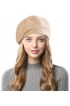 Wantonfy Béret français en laine mélangée pour femme, café, taille unique