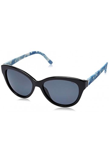 INVU Lunettes de soleil rondes polarisées pour femme T2610D|53|Verres couleur fumée , Motif à pois noirs et bleus, M