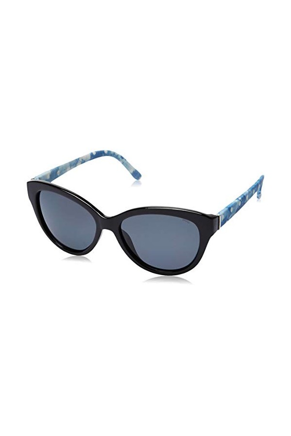 INVU Lunettes de soleil rondes polarisées pour femme T2610D|53|Verres couleur fumée , Motif à pois noirs et bleus, M