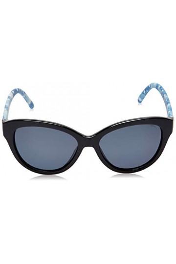 INVU Lunettes de soleil rondes polarisées pour femme T2610D|53|Verres couleur fumée , Motif à pois noirs et bleus, M