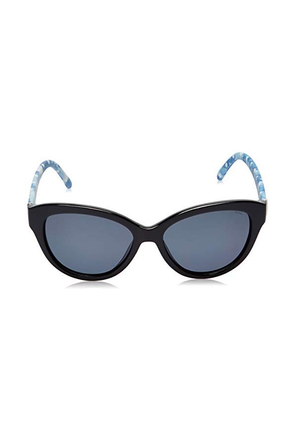 INVU Lunettes de soleil rondes polarisées pour femme T2610D|53|Verres couleur fumée , Motif à pois noirs et bleus, M