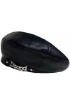 XYIYI Noir Béret Chapeaux PU Cuir Français Béret Casquette Artiste Bonnet Chapeau pour Femmes Filles