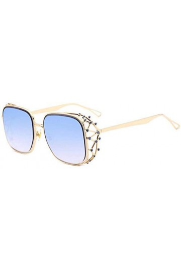 NIUASH Lunettes de Soleil polarisées Steampunk carré Lunettes de Soleil Femmes Luxe Diamant Cristal Lunettes de Soleil Femme 