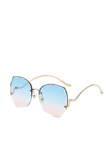 HPIRME Lunettes de soleil sans monture surdimensionnées femmes lunettes de soleil rondes dégradées lunettes de soleil, 5, tai
