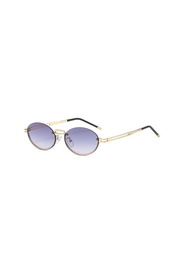HPIRME Lunettes de Soleil Ovales Vintage Femme sans Monture Dames Lunettes de Soleil à Lentilles Transparentes pour Femmes Lu