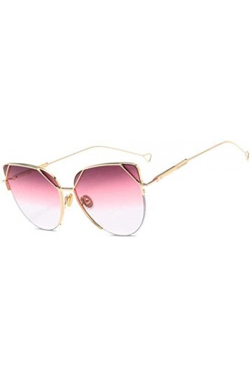NIUASH Lunettes de Soleil polarisées Cat Eye Vintage Rose Or Miroir Lunettes De Soleil pour Femmes Métal Réfléchissant Lentil