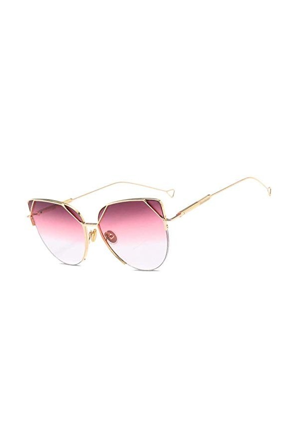 NIUASH Lunettes de Soleil polarisées Cat Eye Vintage Rose Or Miroir Lunettes De Soleil pour Femmes Métal Réfléchissant Lentil