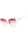 NIUASH Lunettes de Soleil polarisées Cat Eye Vintage Rose Or Miroir Lunettes De Soleil pour Femmes Métal Réfléchissant Lentil