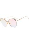 NIUASH Lunettes de Soleil polarisées Cat Eye Vintage Rose Or Miroir Lunettes De Soleil pour Femmes Métal Réfléchissant Lentil