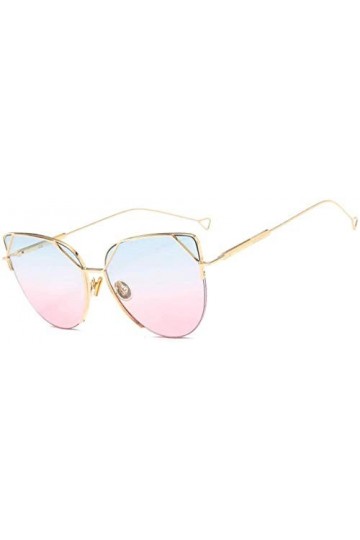 NIUASH Lunettes de Soleil polarisées Cat Eye Vintage Rose Or Miroir Lunettes De Soleil pour Femmes Métal Réfléchissant Lentil
