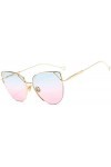 NIUASH Lunettes de Soleil polarisées Cat Eye Vintage Rose Or Miroir Lunettes De Soleil pour Femmes Métal Réfléchissant Lentil