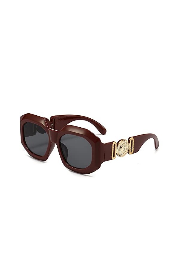 HCHES Lunettes de soleil bonbon irrégulières vintage pour femmes lunettes de soleil dégradées nuances féminines, thé beige, t