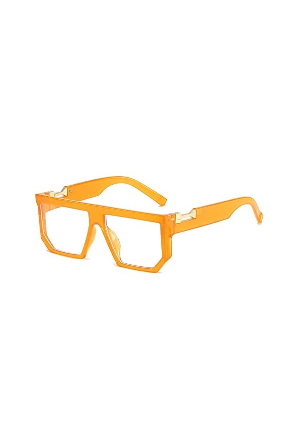 HPIRME Lunettes de soleil carrées punk femmes nuances UV400 hommes jaune rose lunettes de soleil, orange clair, taille unique