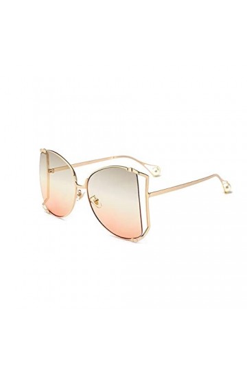 Lunettes de Soleil carrées surdimensionnées Femmes Cat Eye Clear Shades Lunettes Pearl Half Frame Lunettes de Soleil Dames, C
