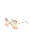 Lunettes de Soleil carrées surdimensionnées Femmes Cat Eye Clear Shades Lunettes Pearl Half Frame Lunettes de Soleil Dames, C