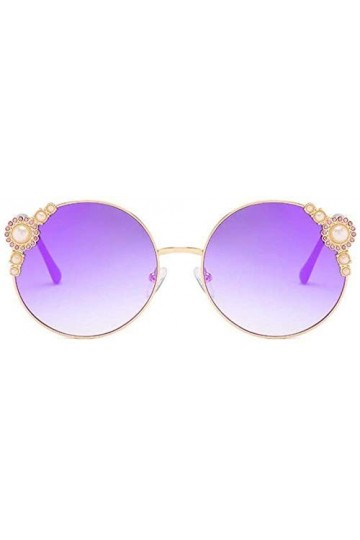 ZYIZEE Lunettes de Soleil Lunettes de Soleil Rondes rétro Femmes Mode lentille Arc-en-Ciel Blanc Perle Lunettes Rondes Femme 