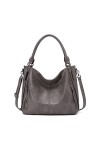 FANDARE Grand Sac a Main Sacoche Femme Sacs Portés Epaule Cuir PU Étanche pour Achats Fête École Voyage Messenger Bags Gris B