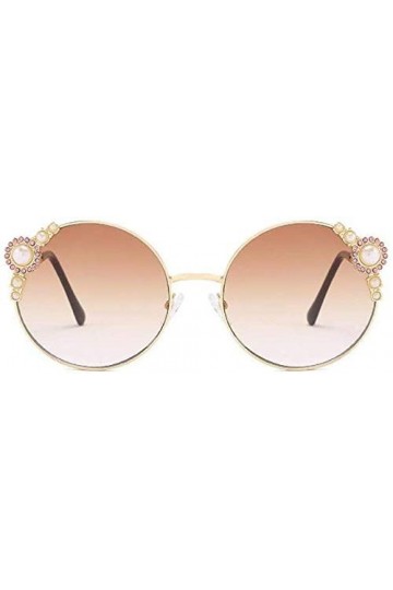 NIUASH Lunettes de Soleil polarisées Lunettes de Soleil Rondes rétro Femmes Mode lentille Arc-en-Ciel Blanc Perle Lunettes Ro