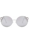 NIUASH Lunettes de Soleil polarisées Lunettes de Soleil Rondes rétro Femmes Mode lentille Arc-en-Ciel Blanc Perle Lunettes Ro