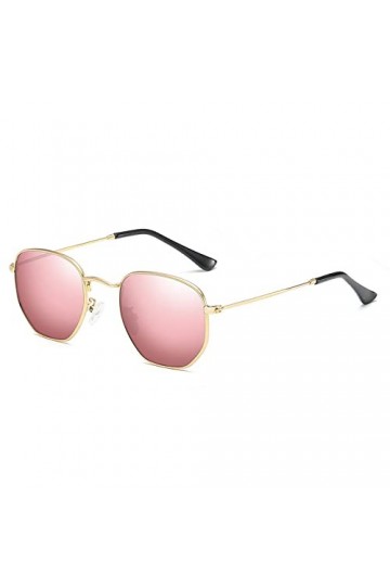 Lunettes de Soleil polarisées Hommes Nuances pour Femmes hexagone rétro Lunettes de Soleil Montures en Acier Inoxydable, C5 O