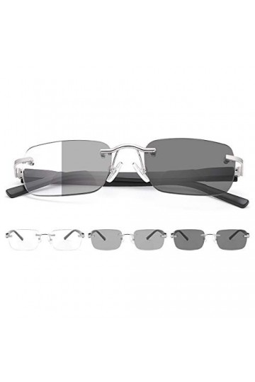 LJIMI Lunettes de lecture photochromiques bifocales sans monture - Charnière à ressort - Lunettes de soleil bleues - Bloque l