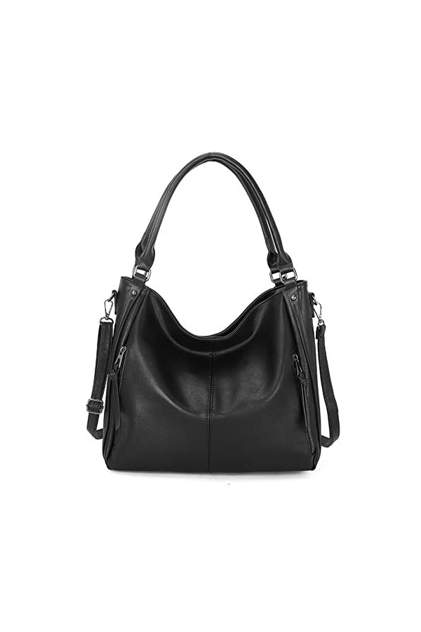 FANDARE Grand Sac a Main Sacoche Femme Sacs Portés Epaule Cuir PU Étanche pour Achats Fête École Voyage Messenger Bags Gris B