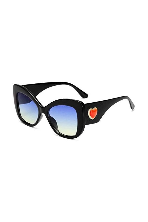 NIUASH Lunettes de Soleil polarisées Femmes Gros Yeux de Chat Lunettes de Soleil Mode Femme Impression en Forme de Coeur Lune