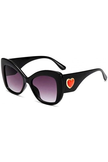 NIUASH Lunettes de Soleil polarisées Femmes Gros Yeux de Chat Lunettes de Soleil Mode Femme Impression en Forme de Coeur Lune